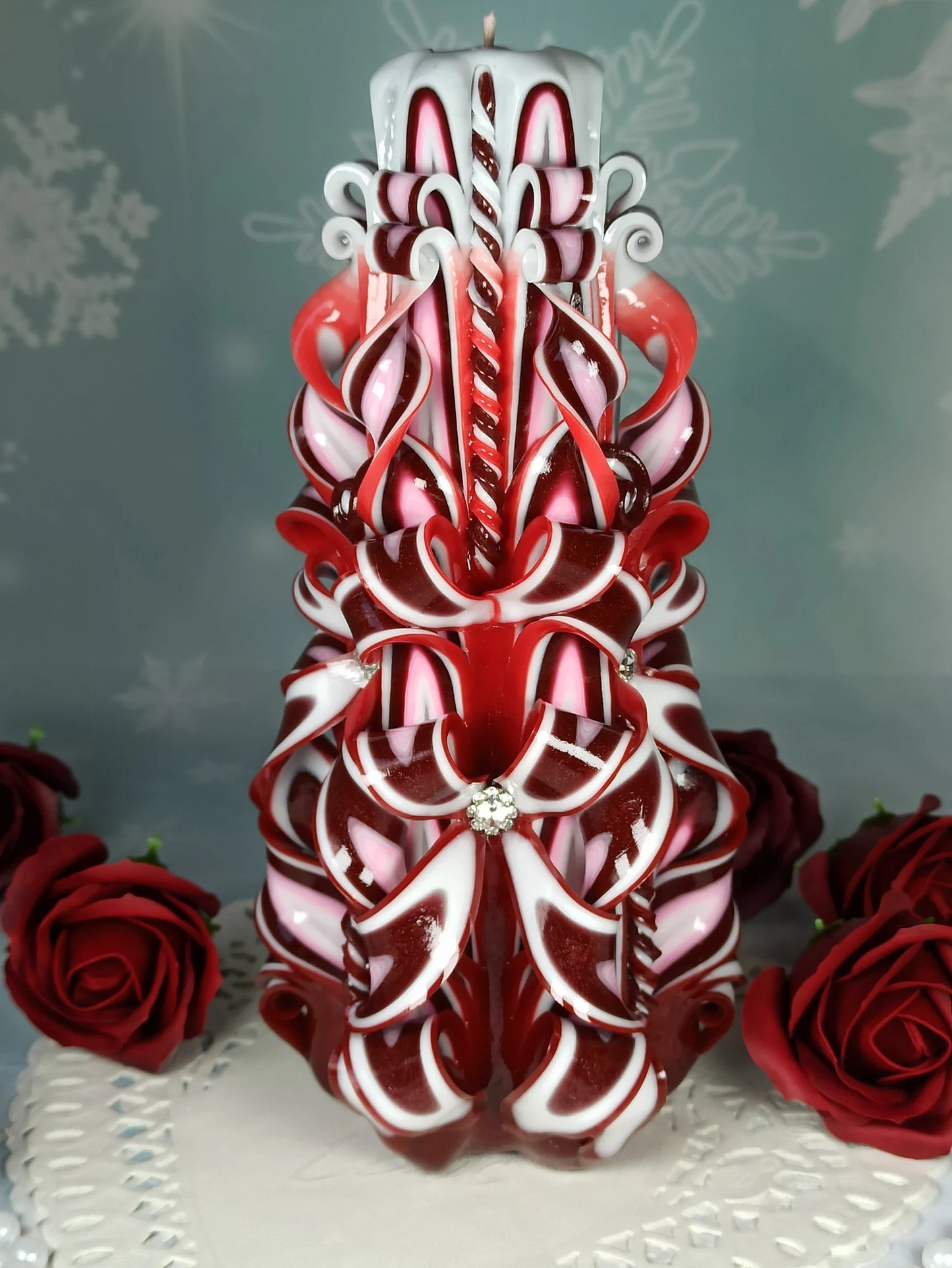 XLarge Colorful And Unique Hand Carved Unscented Candle - Perfect Home Decor Or Gift Candle For Many Occasions Gift For Her Gift for Him