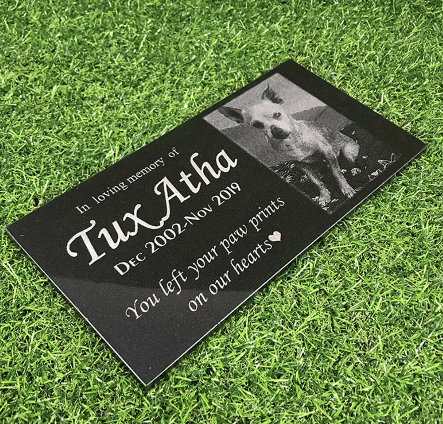 Memorial Tombstone Marble can engrave photos Pet Keepsake Gravestone Tomb Dog Cat For Paw Print Animal