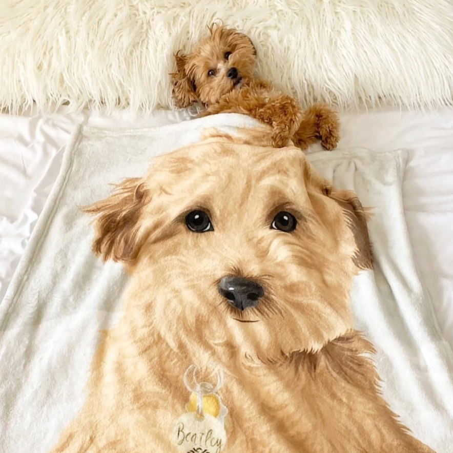 Custom Pet Portrait Blanket, Dog Portrait Gift, Cat Blanket, Pet Portrait Present, Customized Dog Blanket