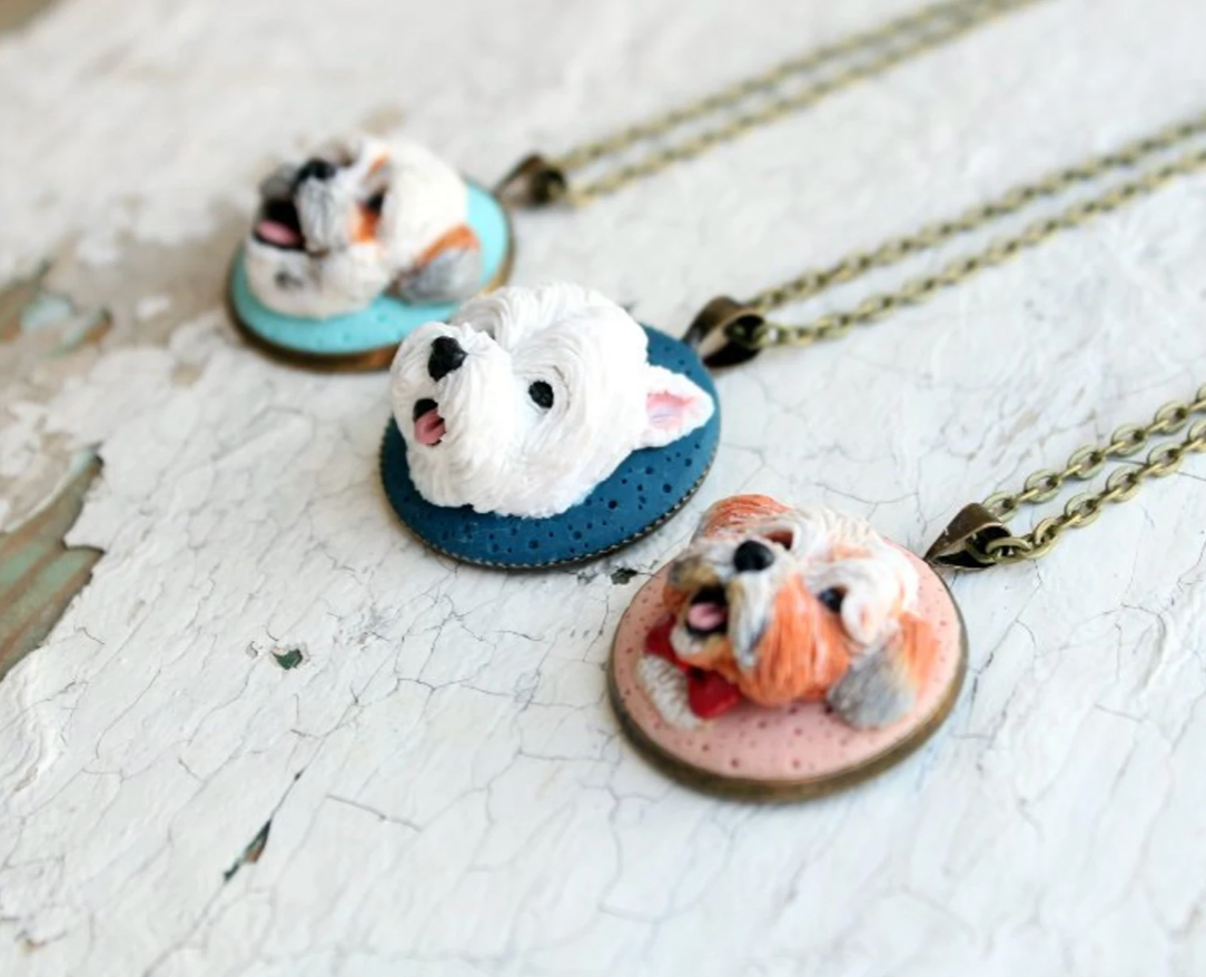 custom dog sculpture, polymer clay dog, custom pet picture custom dog jewelry