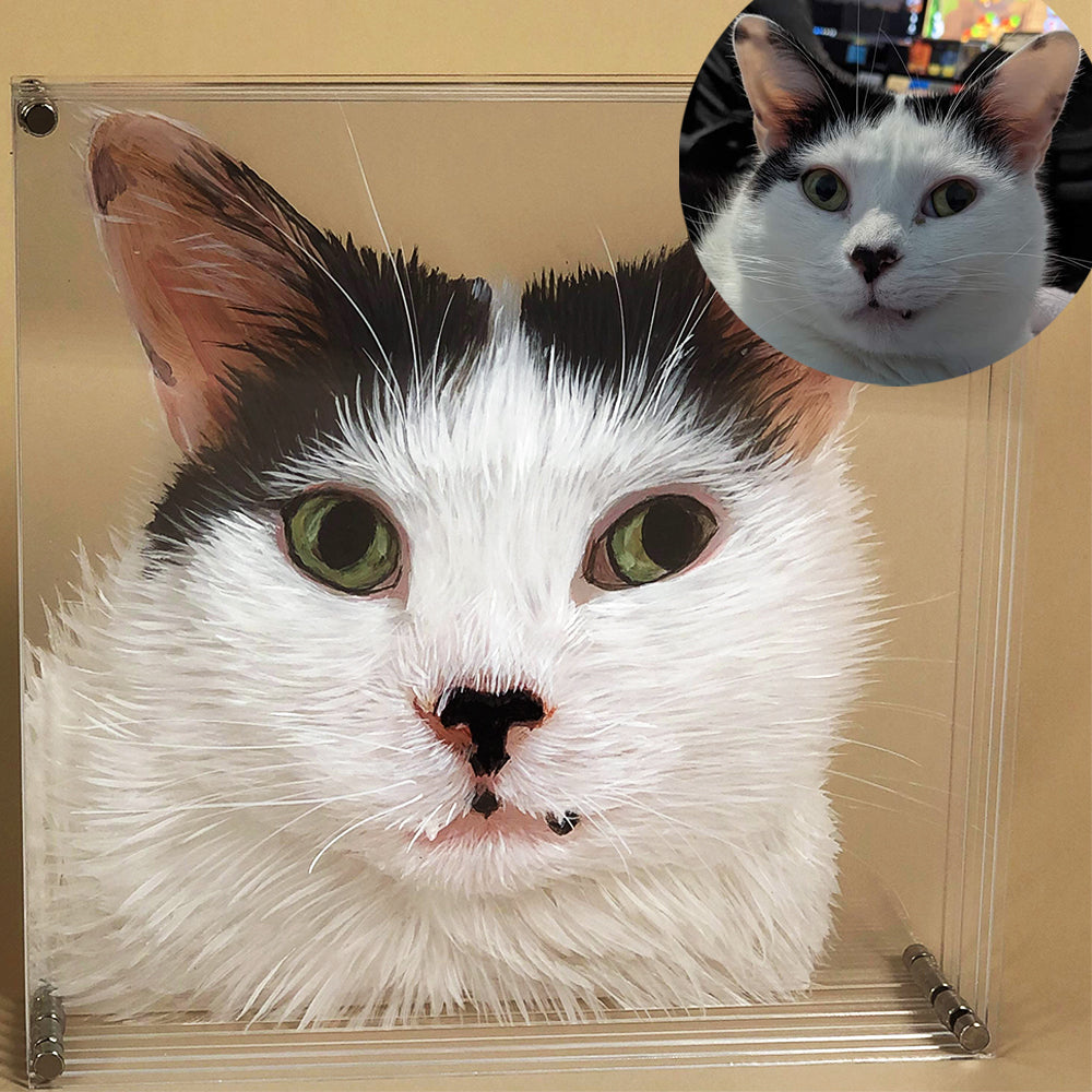Glamore Selection Cat/Dog Portrait 3D Glass Painting Pet Art Suitable For All Animals/Pet +Human
