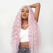 Carregar imagem no visualizador da galeria, LadyGaga Pink Deep Wave 26 polegadas peruca cosplay festa cabelo sintético
