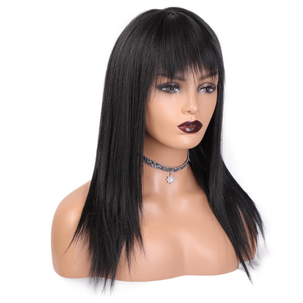 AISI HAIR Long Straight Wig with Bangs Synthetic Hair Wig for Women for Darily Use