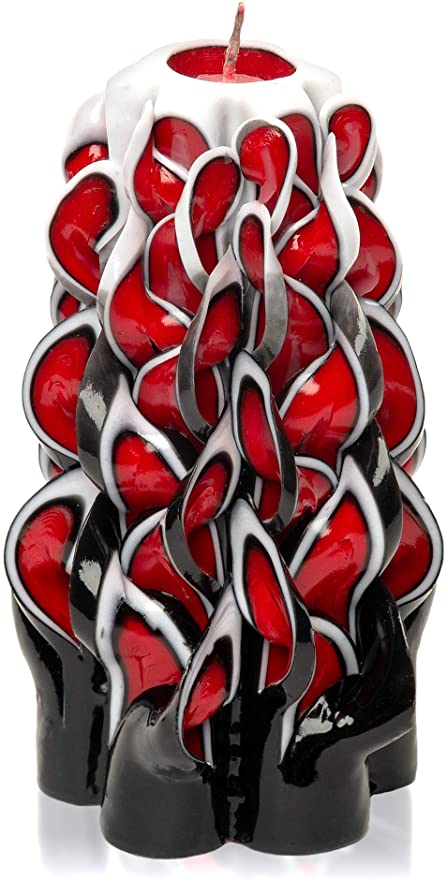 Completely Handcrafted Carved Candles by Size 6 inch - Made by 16th Century Techtology - White & Red & Black Hand Decorative Gift