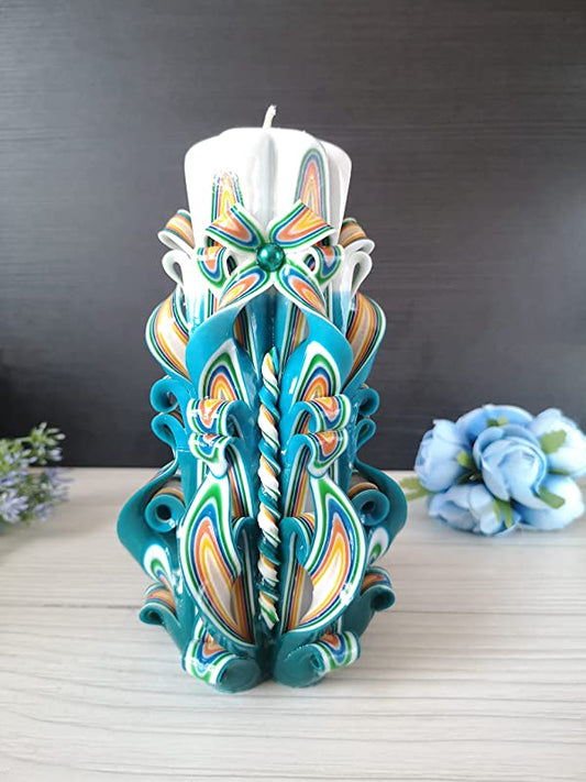 Hand carved candle for home decor - Perfect gift for girlfriend or wife - Pillar candle