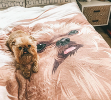 Lade das Bild in den Galerie-Viewer, Custom Pet Portrait Blanket, Dog Portrait Gift, Cat Blanket, Pet Portrait Present, Customized Dog Blanket

