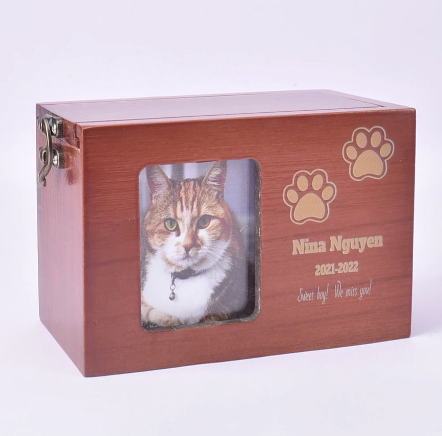 Custom Wood Environmentally Friendly Cat and Dog Pet Urn Cremation Funeral Memorial