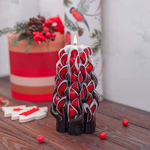 Load image into Gallery viewer, Completely Handcrafted Carved Candles by Size 6 inch - Made by 16th Century Techtology - White &amp; Red &amp; Black Hand Decorative Gift
