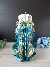Загрузить изображение в средство просмотра галереи, Hand carved candle for home decor - Perfect gift for girlfriend or wife - Pillar candle
