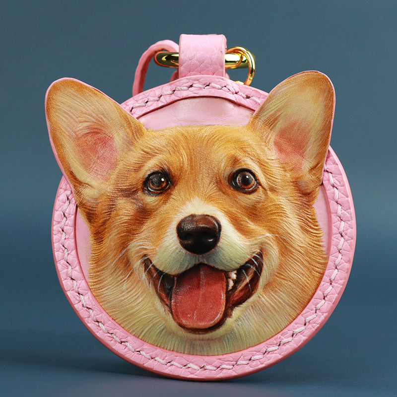 Llavero tallado en cuero personalizado para mascotas