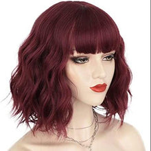 Load image into Gallery viewer, AISI HAIR Short Curly Bob Wigs with Bangs Black Mix and Brown Synthetic Wavy Wave Bob Wig Natural Looking Heat Resistant Fiber Wigs for Women (Black Mix and Brown)
