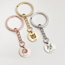 Load image into Gallery viewer, Custom Pet Dog Portrait Key chain • Personalized Key Ring • Cat Engraved•  Pet Key rings
